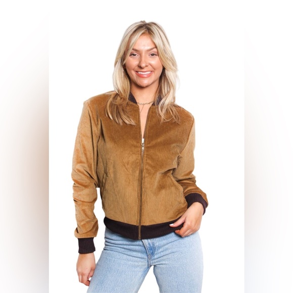 Women's Large Long Sleeve Lined Corduroy Bomber Jacket - Picture 4 of 8